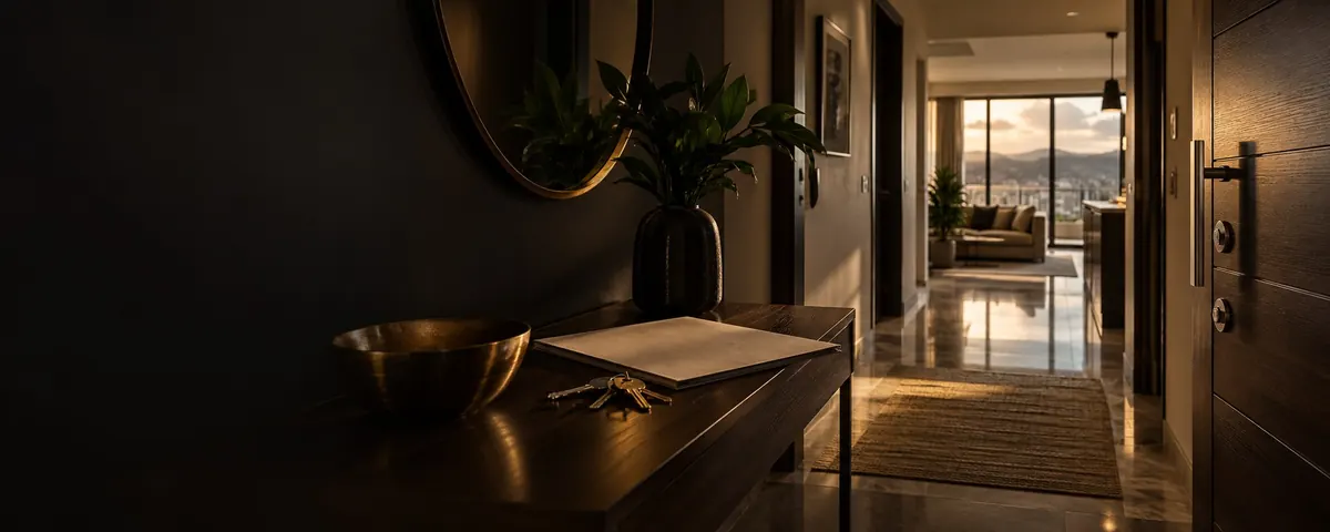 A set of keys and a folded lease on a hall table — notice to end a tenancy