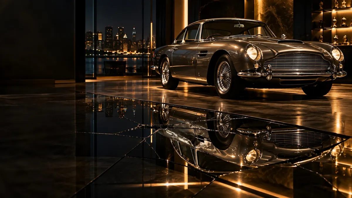 A vintage car on a polished floor, its reflection beneath it — being misled into a contract